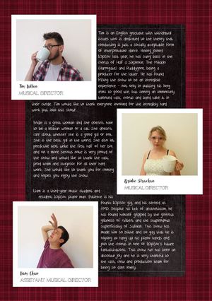 Page 6: Bio's for Tim Lutton, Bridie Strachan and Liam Chan